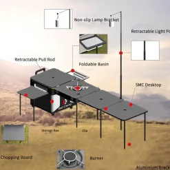 Tragbare, faltbare Outdoor-Kochstation - Chef Table