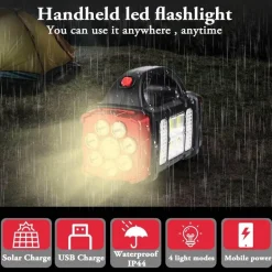 Tragbare Solar-Powerbank mit LED-Taschenlampe – Ladegerät für den Außenbereich