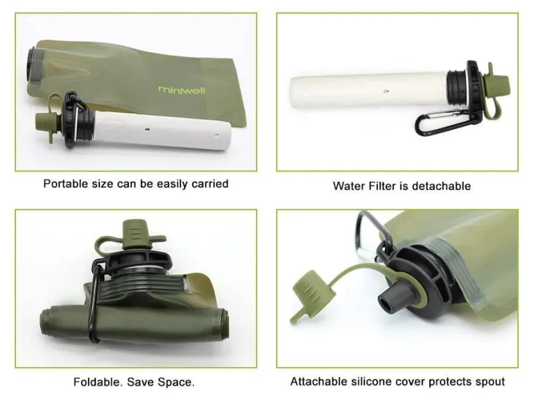 Tragbare Wasserfilterflasche - Camping-Reinigungssystem