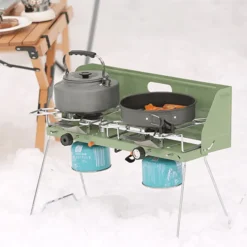 Tragbarer Doppelgasbrenner - Faltbarer Campingkocher