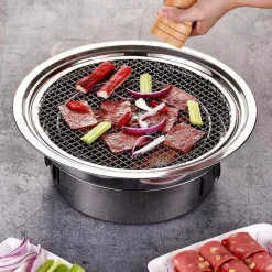 Tragbarer Edelstahl-Holzkohlegrill – Campinggrill im koreanischen Stil