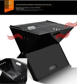 Tragbarer, faltbarer Holzkohlegrill – X-förmiger Outdoor-Grill