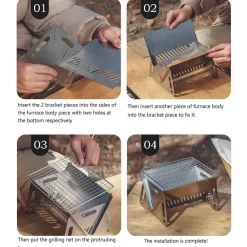 Tragbarer Holzkohlegrill – Faltbares Camping-Grillwerkzeug