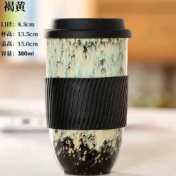 Tragbarer Keramikbecher mit Deckel – Kaffee- und Teetasse für Paare