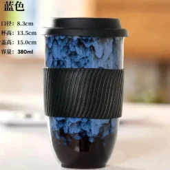 Tragbarer Keramikbecher mit Deckel – Kaffee- und Teetasse für Paare