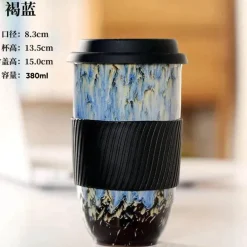 Tragbarer Keramikbecher mit Deckel – Kaffee- und Teetasse für Paare