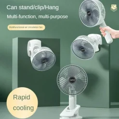 Tragbarer, per USB aufladbarer Clip-On-Ventilator – kompakte persönliche Kühllösung