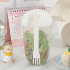 Tragbarer Salatbecher – Mini-Salatbehälter mit Gabel