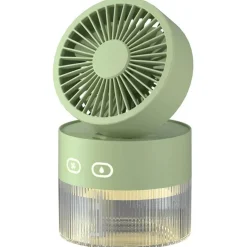 Tragbarer USB-Mini-Faltventilator mit warmem Licht und Sprühfunktion