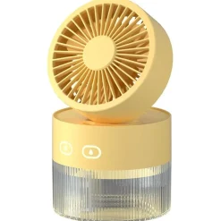 Tragbarer USB-Mini-Faltventilator mit warmem Licht und Sprühfunktion