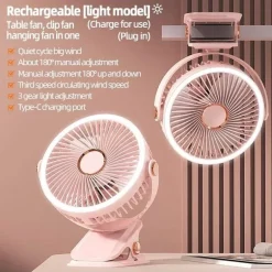 Tragbarer, wiederaufladbarer Kühlventilator zum Anklipsen – Mehrwinkel-Außenventilator