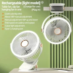 Tragbarer, wiederaufladbarer Kühlventilator zum Anklipsen – Mehrwinkel-Außenventilator