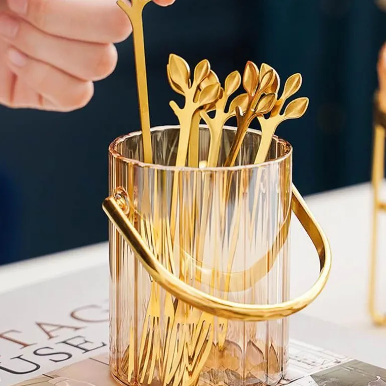Tragbares Vorratsglas für Dessertgabeln und -löffel – Küchenorganizer aus Glas