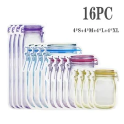 Transparente, wiederverwendbare Aufbewahrungsbeutel – Umweltfreundliche Glas-Organizer