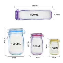 Transparente, wiederverwendbare Aufbewahrungsbeutel – Umweltfreundliche Glas-Organizer