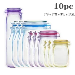 Transparente, wiederverwendbare Aufbewahrungsbeutel – Umweltfreundliche Glas-Organizer