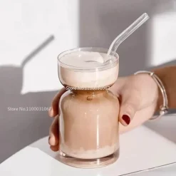 Transparenter Saturn-Glasbecher – Vielseitiger Becher für Kaffee, Bier und Saft