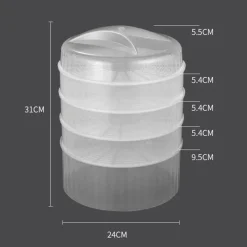 Transparenter 5-stöckiger Vorratsbehälter für Lebensmittel – stapelbarer Organizer