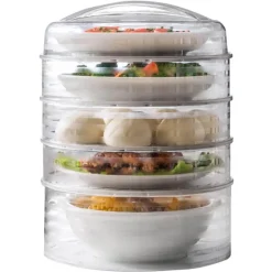 Transparenter 5-stöckiger Vorratsbehälter für Lebensmittel – stapelbarer Organizer