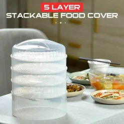 Transparenter 5-stöckiger Vorratsbehälter für Lebensmittel – stapelbarer Organizer