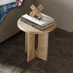 Travertin Beistelltisch - Eleganter Beistelltisch aus Naturstein