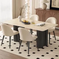 Travertin Esstisch - Elegante Naturstein-Esszimmermöbel