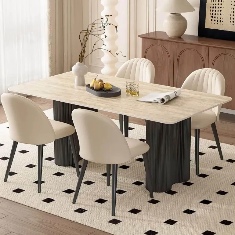 Travertin Esstisch - Elegante Naturstein-Esszimmermöbel
