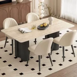 Travertin Esstisch - Elegante Naturstein-Esszimmermöbel