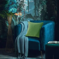 Tropischer Kissenbezug aus Samt – Palmenblätter-Tierdruck mit Quasten