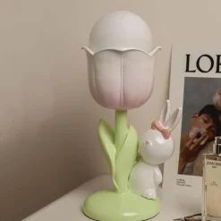 Tulpen-Kaninchen-Tischlampe – Niedliche Deko-Beleuchtung für Kinder