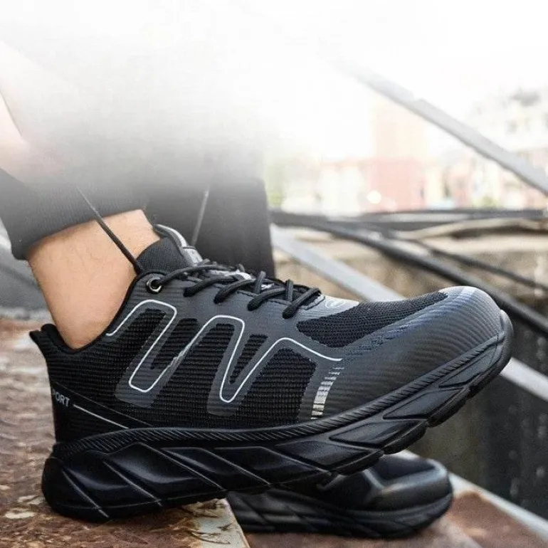 Ultraleichte Sicherheits-Sneaker ohne Schnürung – Strapazierfähige Herrenschuhe