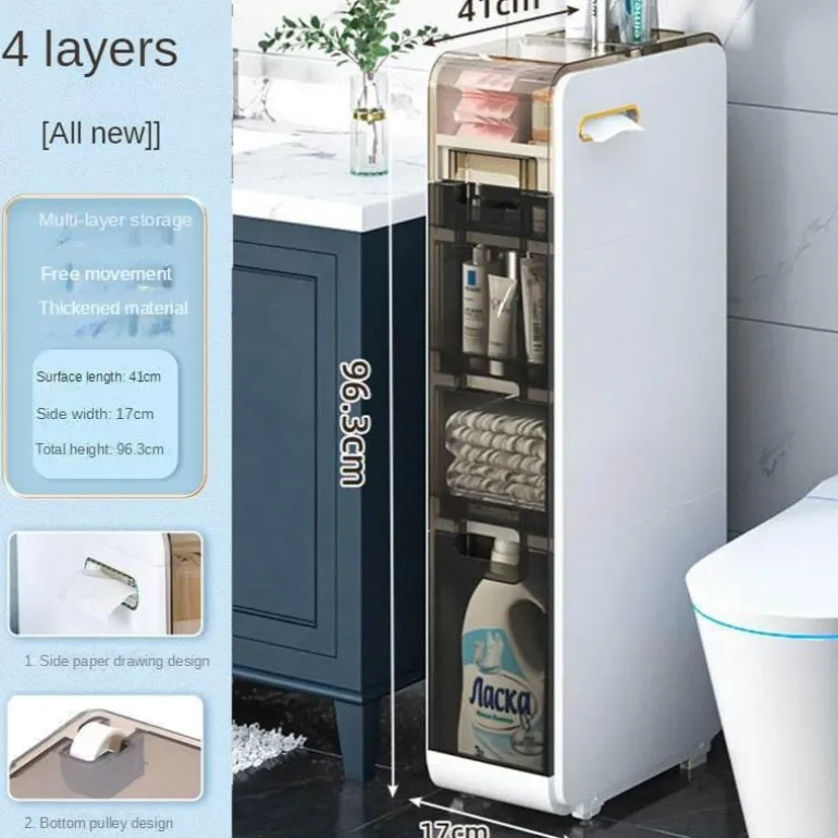 Ultraschmaler Badezimmer-Aufbewahrungsschrank – Mehrschichtiger Organizer
