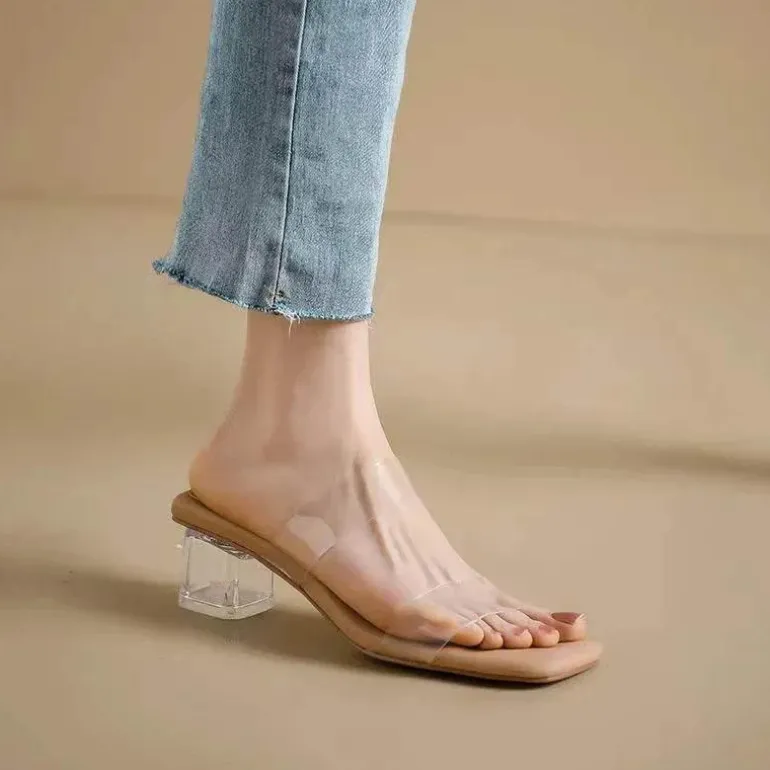 Ultraweiche High Heel-Slipper für Damen – Transparentes Mode-Schuhwerk