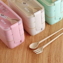 Umweltfreundliche 3-lagige Lunchbox – Behälter für gesunde Mahlzeiten