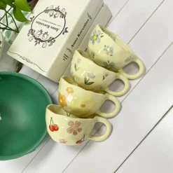Unregelmäßiges Keramikbecher-Set im koreanischen Stil für Frühstückstee