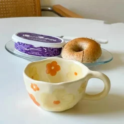 Unregelmäßiges Keramikbecher-Set im koreanischen Stil für Frühstückstee