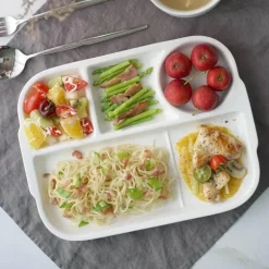 Unterteilter Keramikteller - Vielseitiger Snackteller aus weißem Porzellan