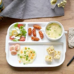 Unterteilter Keramikteller - Vielseitiger Snackteller aus weißem Porzellan