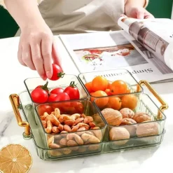Unterteiltes Snacktablett - Servierplatte mit 6 Fächern für Obst und Nüsse