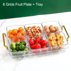 Unterteiltes Snacktablett - Servierplatte mit 6 Fächern für Obst und Nüsse