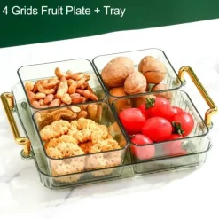 Unterteiltes Snacktablett - Servierplatte mit 6 Fächern für Obst und Nüsse