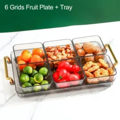 Unterteiltes Snacktablett - Servierplatte mit 6 Fächern für Obst und Nüsse