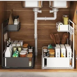 Untertisch-Organizer – Aufbewahrungsregal aus Eisen für Küche und Bad