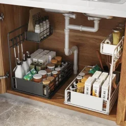 Untertisch-Organizer – Aufbewahrungsregal aus Eisen für Küche und Bad