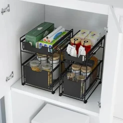 Untertisch-Organizer – Aufbewahrungsregal aus Eisen für Küche und Bad