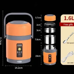 USB-beheizte Lunchbox - Speisenwärmer aus Edelstahl