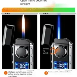 USB-Feuerzeug mit Doppelflamme – Buntes, wiederaufladbares, sprachgesteuertes Feuerzeug