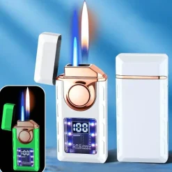 USB-Feuerzeug mit Doppelflamme – Buntes, wiederaufladbares, sprachgesteuertes Feuerzeug