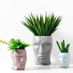 Vase mit geometrischem Gesicht – modernes nordisches Dekor