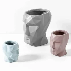 Vase mit geometrischem Gesicht – modernes nordisches Dekor